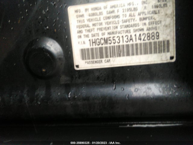 2003 HONDA ACCORD SDN LX VIN: 1HGCM55313A142889