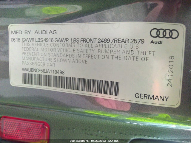 2018 Audi A5, VIN: WAUBNCF56JA119498