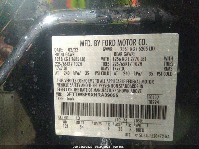 2022 Ford Maverick, VIN: 3FTTW8F9XNRA39055