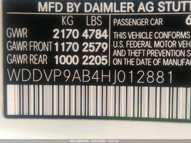 2017 Mercedes-Benz B-Class, VIN: WDDVP9AB4HJ012881