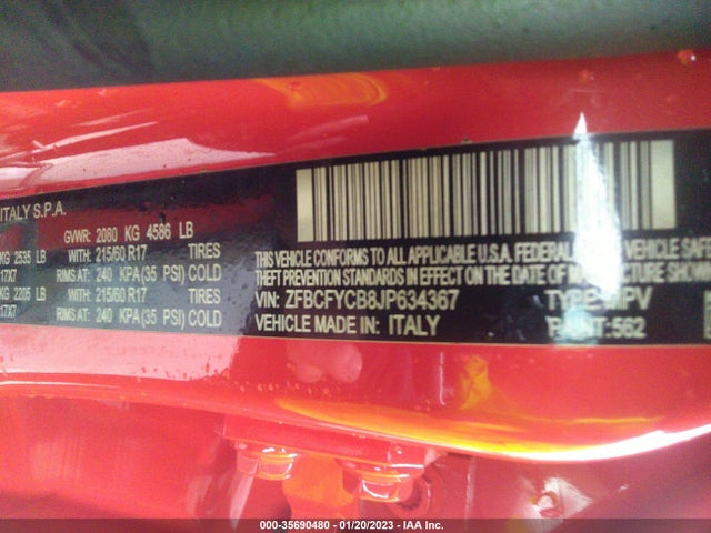 ZFBCFYCB8JP634367 Fiat 500x Trekking