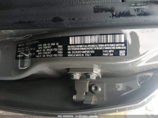 2021 JEEP RENEGADE LIMITED VIN: ZACNJDD14MPM67450