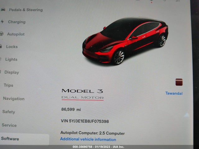 Tesla Model 3 Long Range 2018 5YJ3E1EB8JF075398 Image 8