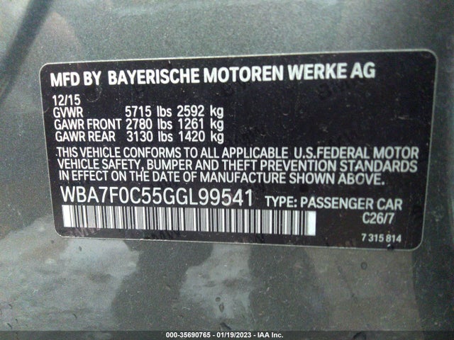 2016 BMW 7 Series, VIN: WBA7F0C55GGL99541