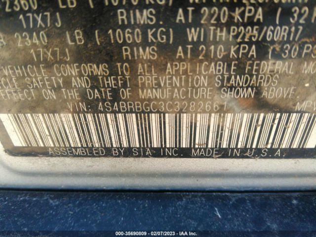 4S4BRBGC3C3282661 Subaru Outback 2.5i Prem