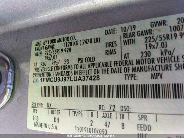 2020 Ford Escape, VIN: 1FMCU9J97LUA37428