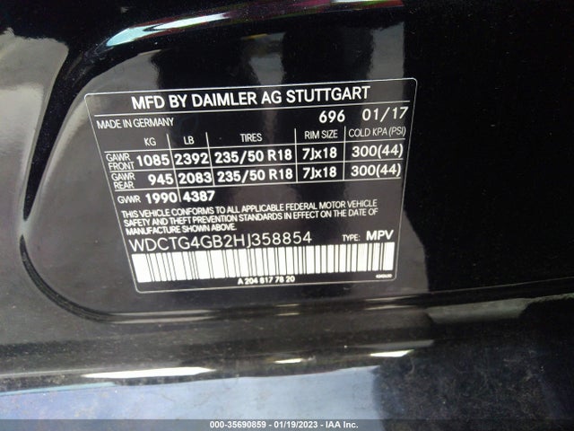 2017 MERCEDES-BENZ GLA GLA 250 VIN: WDCTG4GB2HJ358854