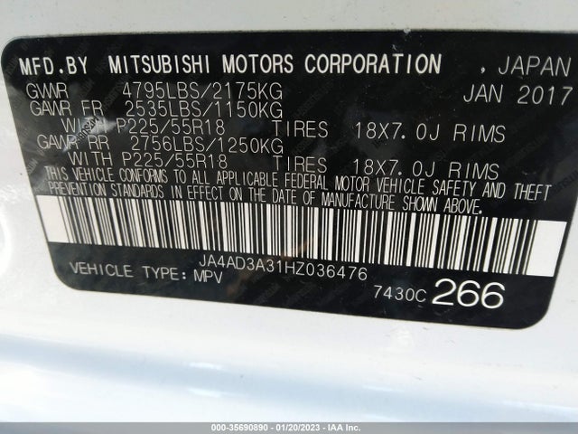 Mitsubishi Outlander Se/sel 2017 JA4AD3A31HZ036476 Image 10