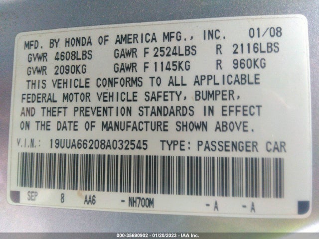 19UUA66208A032545 Acura TL
