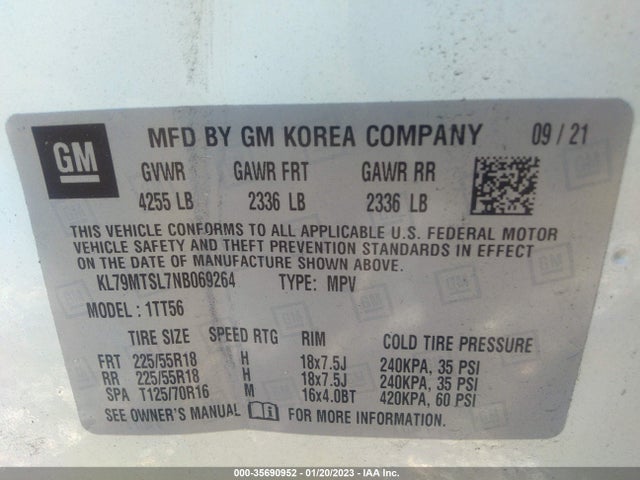 Chevrolet Trailblazer Rs 2022 KL79MTSL7NB069264 Image 9