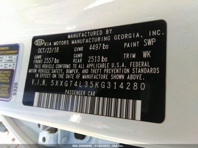 5XXGT4L35KG314280 KIA Optima S