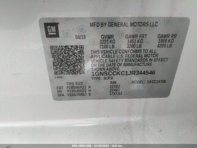 2018 Chevrolet Tahoe, VIN: 1GNSCCKC1JR344546