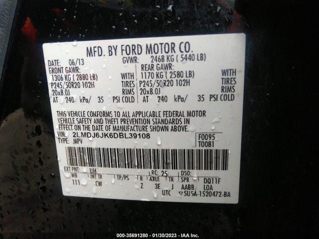 Lincoln MKX 2013 2LMDJ6JK6DBL39108 Image 10