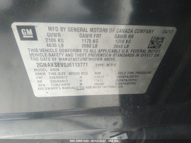 Chevrolet EQUINOX LT 2018 2GNAXSEV0J6113771 Image 9