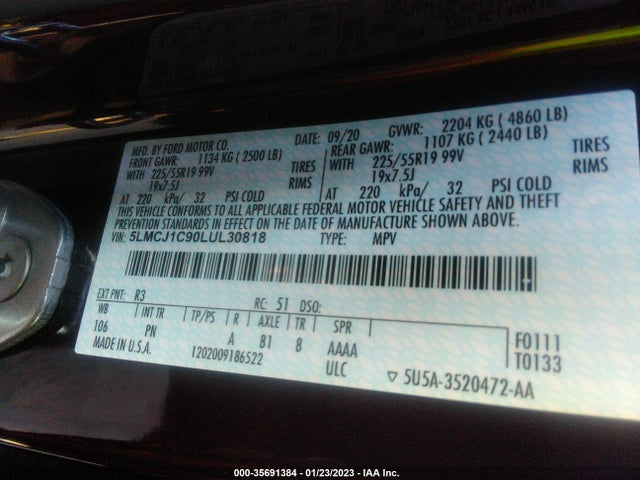 2020 Lincoln Corsair, VIN: 5LMCJ1C90LUL30818