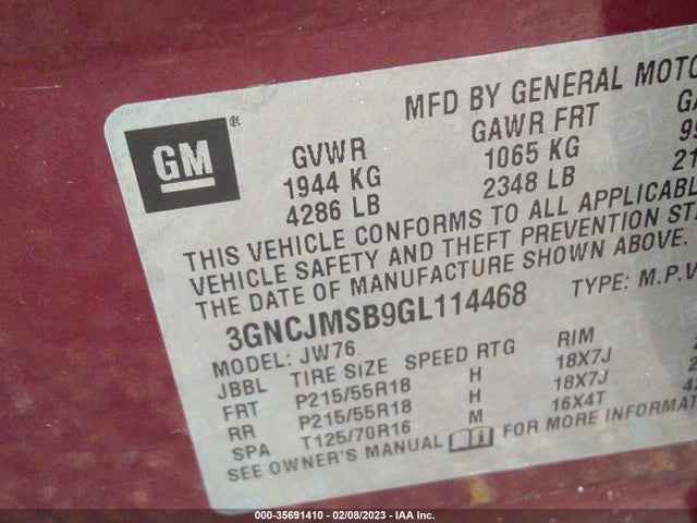 Chevrolet TRAX LTZ 2016 3GNCJMSB9GL114468 Image 11