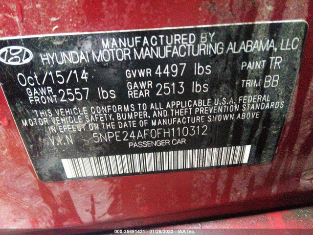 2015 Hyundai Sonata, VIN: 5NPE24AF0FH110312