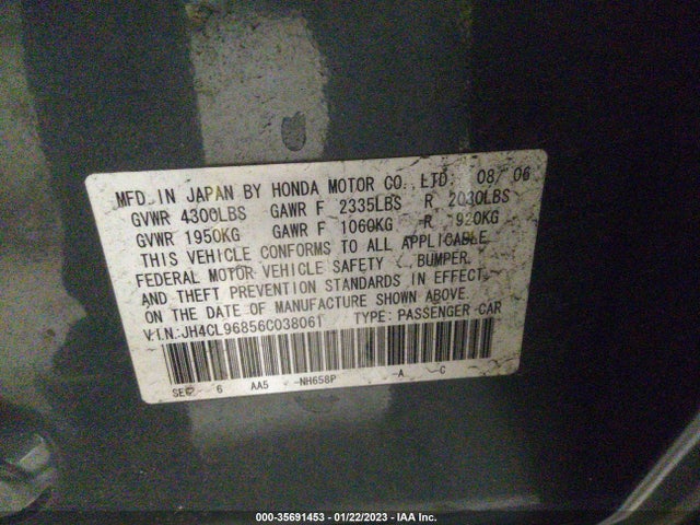 2006 ACURA TSX VIN: JH4CL96856C038061