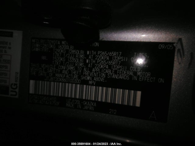 2006 LEXUS GX 470 VIN: JTJBT20X860100300