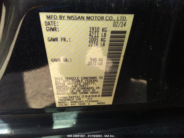 Nissan Altima 2.5 S 2014 1N4AL3AP5EC294984 Image 9