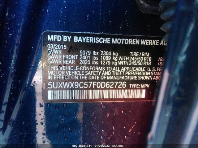 5UXWX9C57F0D62726 BMW X3 Xdrive28i
