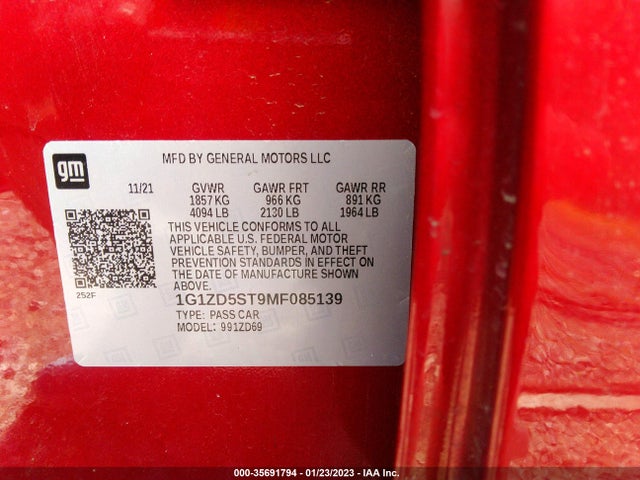 Chevrolet MALIBU LT 2021 1G1ZD5ST9MF085139 Image 9