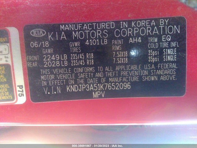 KIA SOUL + 2019 KNDJP3A51K7652096 Image 10