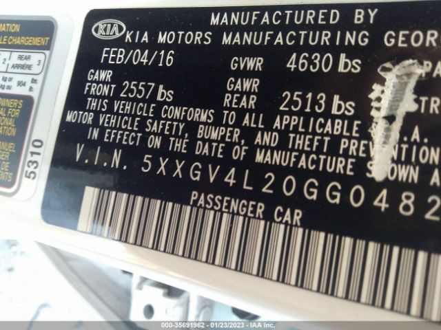 5XXGV4L20GG048269 KIA Optima Sxl Turbo