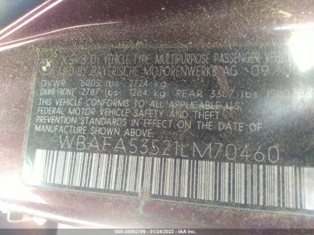 WBAFA53521LM70460 BMW X5 3.0I