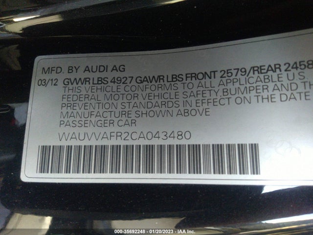 WAUVVAFR2CA043480 Audi S5 Prestige