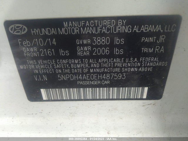 Hyundai ELANTRA SE 2014 5NPDH4AE0EH487593 Image 10