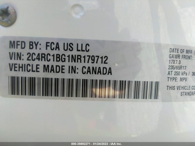 2022 Chrysler Pacifica, VIN: 2C4RC1BG1NR179712