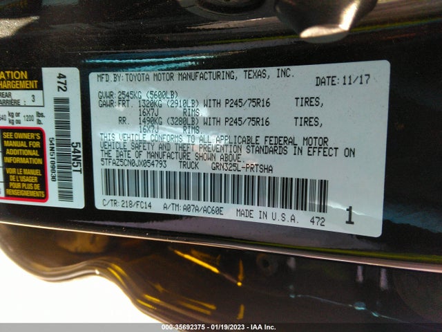 2018 Toyota Tacoma, VIN: 5TFAZ5CN0JX054793