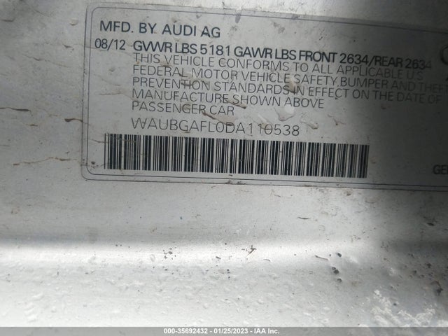 WAUBGAFL0DA110538 Audi S4 Premium Plus