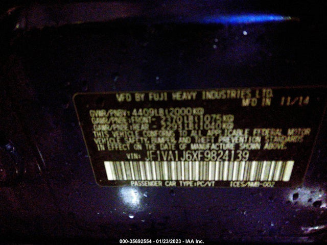 2015 Subaru WRX, VIN: JF1VA1J6XF9824139
