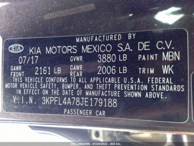 3KPFL4A78JE179188 KIA FORTE LX