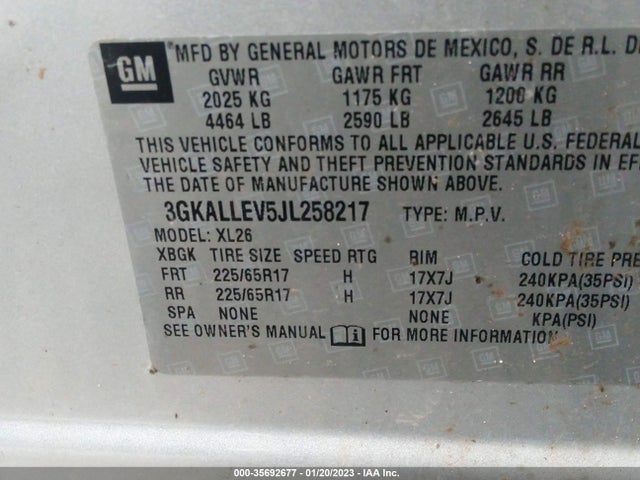 GMC TERRAIN SL 2018 3GKALLEV5JL258217 Image 9