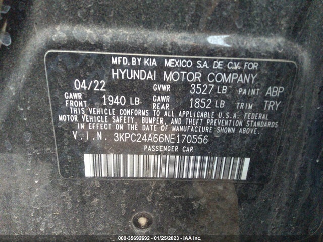 Hyundai Accent Sel 2022 3KPC24A66NE170556 Image 10