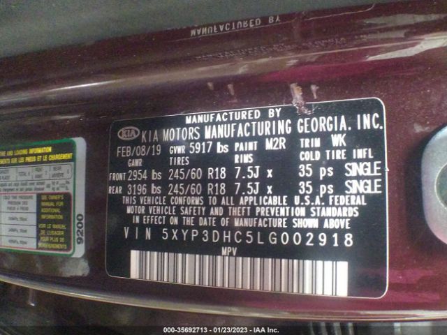5XYP3DHC5LG002918 KIA Telluride Ex