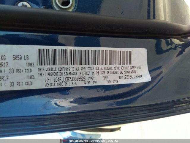 1C4PJLCB7JD605525 Jeep Cherokee Latitude