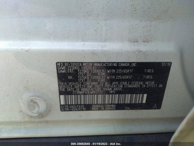 2020 Toyota RAV4, VIN: 2T3RWRFV3LW063722