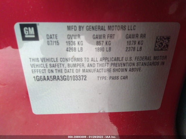 Cadillac Ats Sedan Standard Rwd 2016 1G6AA5RA3G0103372 Image 9