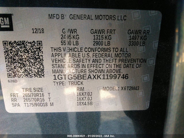 GMC Canyon 2wd 2019 1GTG5BEAXK1199746 Image 9