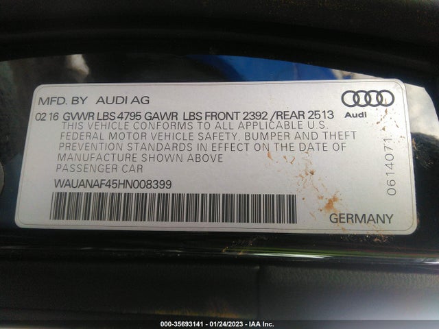 WAUANAF45HN008399 Audi A4 PREMIUM