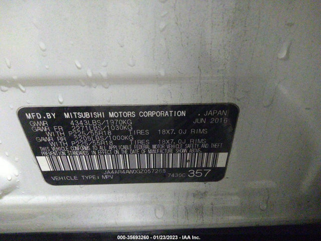 JA4AR4AW0GZ057268 Mitsubishi Outlander Sport 2.4