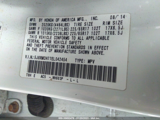 Honda Cr-v Ex-l 2014 5J6RM3H77EL042454 Image 9