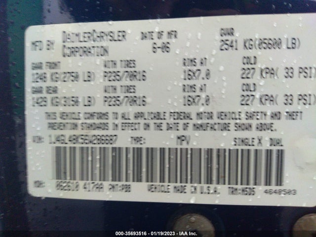 2006 JEEP LIBERTY SPORT VIN: 1J4GL48K56W286687