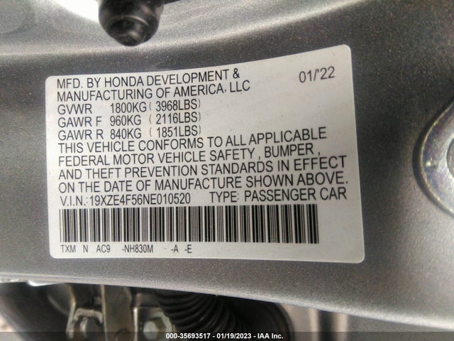 2022 Honda Insight, VIN: 19XZE4F56NE010520