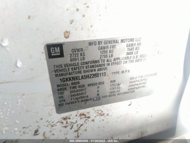 1GKKNKLA5HZ268113 GMC ACADIA SLE