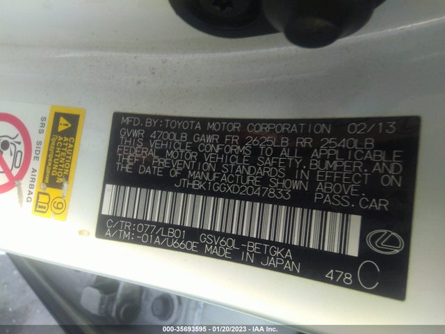 Lexus Es 350 4dr Sdn 2013 JTHBK1GGXD2047833 Image 9